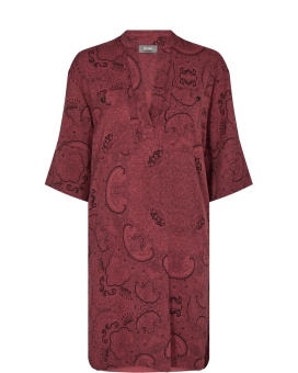 MosMosh Hani Pinto Mönstrad Klänning Oxblood Red